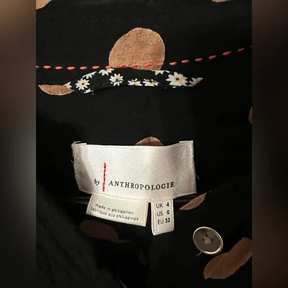 ANTHROPOLOGIE Loveland Wide-Leg Jumpsuit Women's Size US 4 Black Polka - Picture 4 of 7